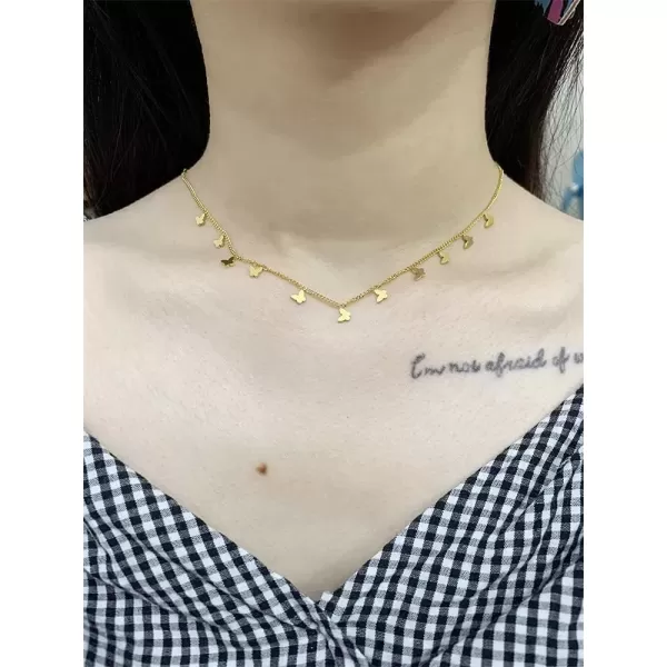imageGold Butterfly Stainless Steel Pendant Necklace for Women Girl Dainty Cute Butterflies Animal Adjustable Charm Chain Choker Necklaces Wedding Birthday Party Christmas Jewelry Gift 18 Inches