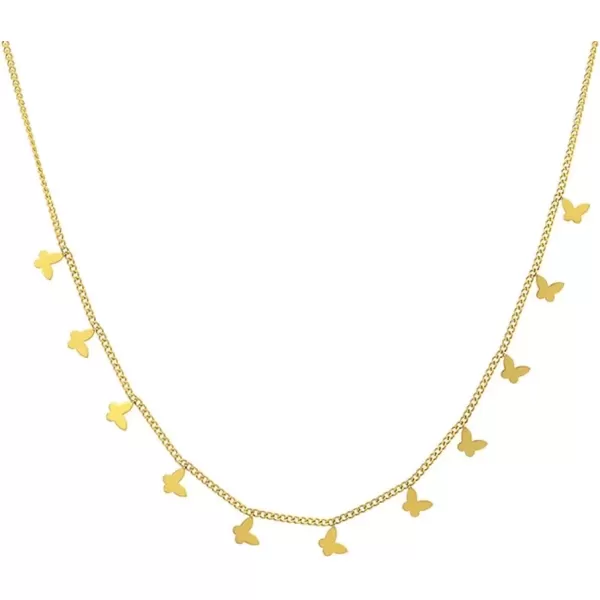 imageGold Butterfly Stainless Steel Pendant Necklace for Women Girl Dainty Cute Butterflies Animal Adjustable Charm Chain Choker Necklaces Wedding Birthday Party Christmas Jewelry Gift 18 Inches