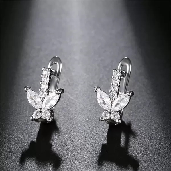 imageHuggie CZ Butterfly Small Hoop 14G Piercing Earrings for Women 925 Silver Plated Delicate Diamond Lever Back ClickTop Wedding Birthday Graduation Jewelry Gift for Daughter Sister