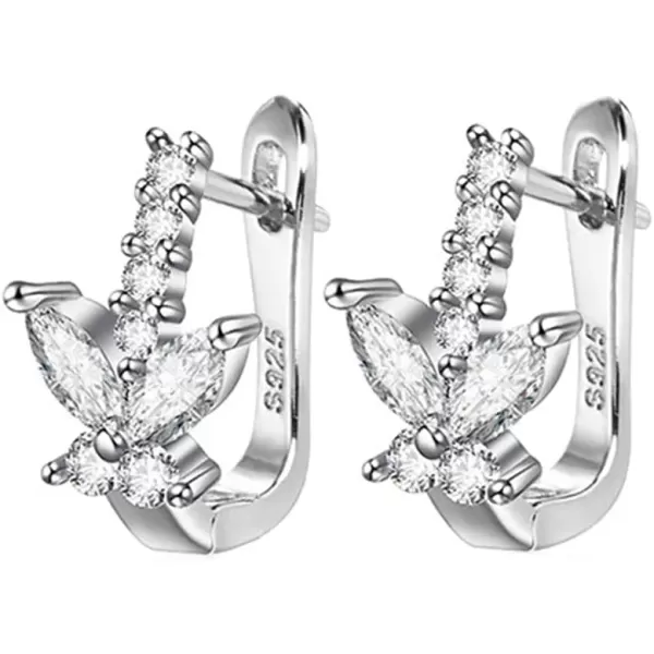 imageHuggie CZ Butterfly Small Hoop 14G Piercing Earrings for Women 925 Silver Plated Delicate Diamond Lever Back ClickTop Wedding Birthday Graduation Jewelry Gift for Daughter Sister