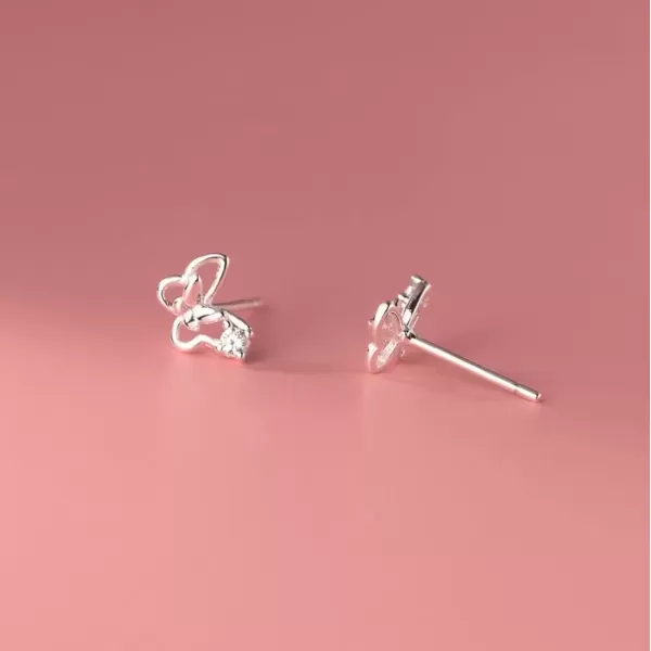 imageMini CZ Butterfly Earrings Sterling Silver Small Stud for Women Girls Hypoallergenic Tiny Cute Hollow Animal Studs Cartilage Tragus Post Pin Dainty Piercing Jewelry Gifts