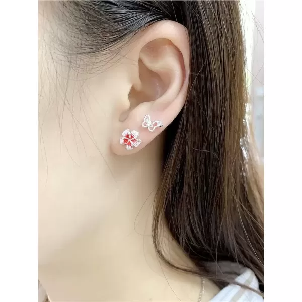 imageMini CZ Butterfly Earrings Sterling Silver Small Stud for Women Girls Hypoallergenic Tiny Cute Hollow Animal Studs Cartilage Tragus Post Pin Dainty Piercing Jewelry Gifts