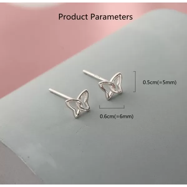imageMinimalist Infinity Butterfly Earrings for Women 925 Sterling Silver Hypoallergenic Small Cute Stud Cartilage Tragus Post Nickel Free Simple Animal 20G Ear Piercing Jewelry