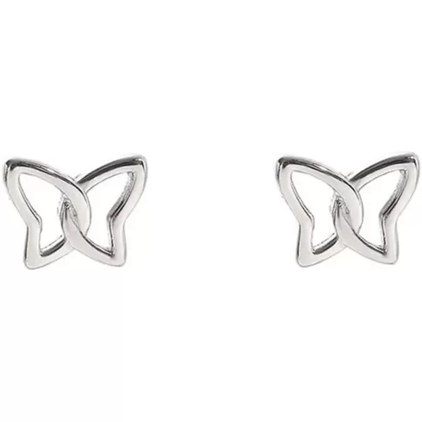 imageMinimalist Infinity Butterfly Earrings for Women 925 Sterling Silver Hypoallergenic Small Cute Stud Cartilage Tragus Post Nickel Free Simple Animal 20G Ear Piercing Jewelry