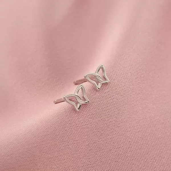 imageMinimalist Infinity Butterfly Earrings for Women 925 Sterling Silver Hypoallergenic Small Cute Stud Cartilage Tragus Post Nickel Free Simple Animal 20G Ear Piercing Jewelry