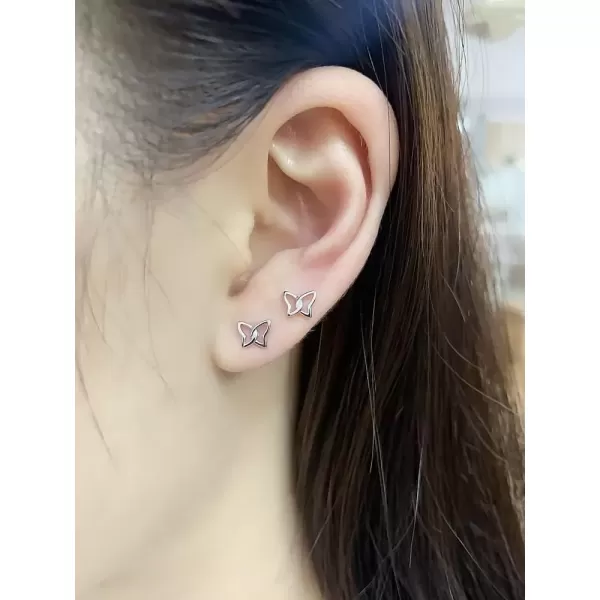 imageMinimalist Infinity Butterfly Earrings for Women 925 Sterling Silver Hypoallergenic Small Cute Stud Cartilage Tragus Post Nickel Free Simple Animal 20G Ear Piercing Jewelry