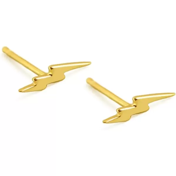 imageSterling Silver Lightning Bolt Tiny Stud Earrings for Women Girls Men Hypoallergenic Pierced Ear Minimalist Polished Mini Flash Thunder Button Tragus Post Pin Body Jewelry95mm Yellow