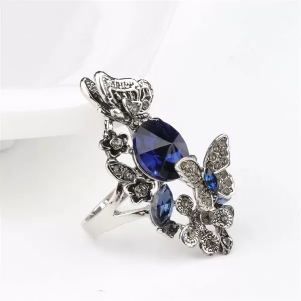 imageVintage CZ Butterfly Flower Wedding Ring for Women Girls Silvery Statement Engagement Rhinstone Daisy Leaf Big Wrap Rings Comfort Fit Cocktail Party Christmas Valentine Boho Art Deco Jewelry Size 8