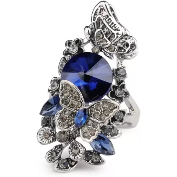 imageVintage CZ Butterfly Flower Wedding Ring for Women Girls Silvery Statement Engagement Rhinstone Daisy Leaf Big Wrap Rings Comfort Fit Cocktail Party Christmas Valentine Boho Art Deco Jewelry Size 8