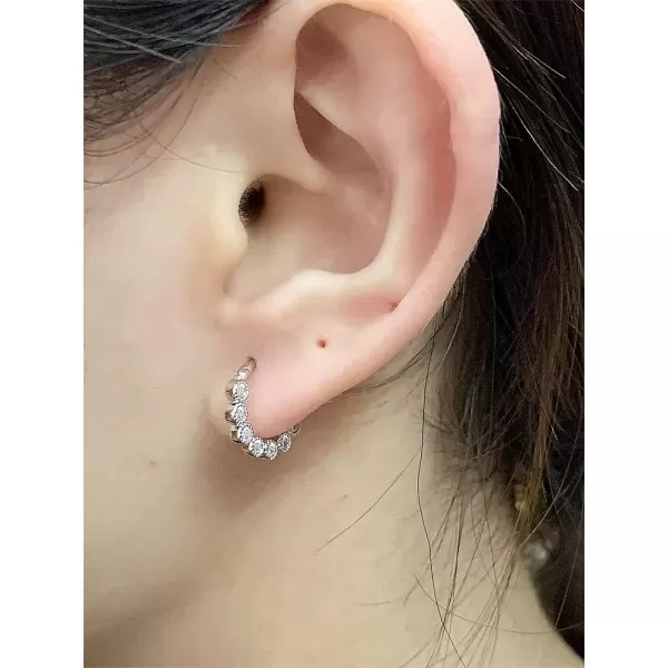 image16G Sterling Silver Piercing Nose Ring Bezel Cubic Zirconia Septum Hinged Segment Daith 8mm Small Hoop for Women CZ Cartilage Tragus Stud Earring Hypoallergenic Body Pierced Jewelry 1 Piece