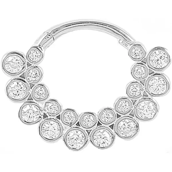 imageDtja 16G Sterling Silver Piercing Nose Ring Cubic Zirconia 9mm Septum Hinged Segment Small Hoop for Women CZ Cartilage Conch Tragus Stud Earring Hypoallergenic Body Pierced Jewelry 1 Piece Luxury