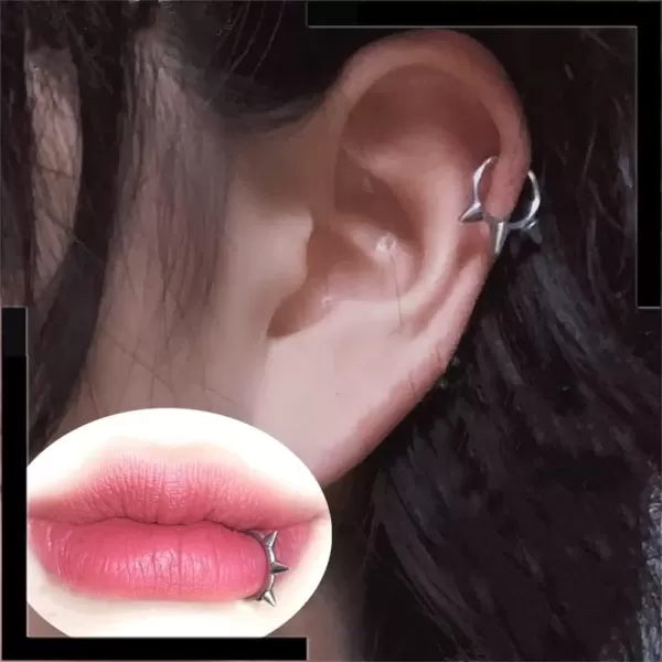 imageDtja Hypoallergenic Spike Nose Ring 16G Surgical Steel Septum Jewelry for Women Unisex Hinged Segment Ring Body Piercing Nose Hoop Lip Rings Fashion Helix Cartilage Rook Earrings 8mm Inner 1 Piece