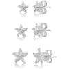 image3 Pairs Tiny Starfish Stud Earrings Sterling Silver Set for Women Girls Cute Star Cartilage 20g Studs Tragus Post Pin Hypoallergenic Piercing Body Jewelry Dainty Gifts
