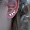 image4 Star Cuff Wrap Climber Crawler Earrings for Women Teen Girls S925 Sterling Silver Sweep Up Hypoallergenic Hook Pin Piercing Ear Cute Constellation Fashion Jewelry Dainty Gift White Gold Plated