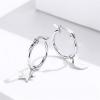 imageAsymmetrical Star Moon Dangle Hoop Earrings for Women S925 Sterling Silver Charms Tiny Star Crescent Moon Drop Dangling Polished Cartilage Leverback Earrings Cute Jewelry
