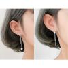 imageBall Disc Tassel Chain Drop Dangle Earrings 925 Sterling Silver for Women Girls 14k White Gold Plated Hypoallergenic Asymmetrical Dainty Stud Earring Fashion Personalized Unique Jewelry BFF Gifts
