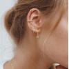 imageCZ Bezel Dangle Hoop Earrings for Women Girls 925 Sterling Silver Charms Minimalist Tiny Round Cubic Zirconia Drop Dangling Cartilage Helix Tragus Diamond Solicate Hypoallergenic JewelryGoldToned