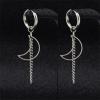 imageCrescent Moon Tassel Chain Dangle Drop Huggie Hoop Earrings for Women Men 316 Surgical Stainless Steel Charms Dangling Minimalist Small Hoop Cartilage Fashion Unique BTS Fans Jewelry