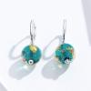 imageDainty Blue Earth Drop Dangle Small Hoop Earrings for Women Girls 925 Sterling Silver Gold Continents Round Murano Glass Ball Earring for Sensitive Ear Fashion Jewelry Souvenir Gift