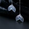 imageDainty Ocean Mermaid Tail Threader Dangle Earrings for Women 925 Sterling Silver Acrylic Sequins Fishtail Long Curved Line Wave Wire Drop Dangling Stud Earring Retro Birthday Cosplay Party Y2K Jewelry