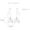 imageDainty Ocean Mermaid Tail Threader Dangle Earrings for Women 925 Sterling Silver Acrylic Sequins Fishtail Long Curved Line Wave Wire Drop Dangling Stud Earring Retro Birthday Cosplay Party Y2K Jewelry