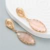 imageGeometric Crystal Dangle Drop Statement Earrings for Women Hypoallergenic Hammered Teardrop Gold Tone Dangling Studs Lightweight Earring Fashion Y2K Transparent Valentine Birthday Jewelry Pink