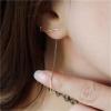 imageMinimalist Threader Bar Earrings for Women Girls S925 Sterling Silver Charm Long Tassel Chain Drop Dangling Simple Wire Thread Piercing Ear Stud Hypoallergenic Fashion Chic EarringYellow
