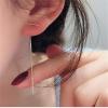 imageMinimalist Threader Bar Earrings for Women Girls S925 Sterling Silver Charm Long Tassel Chain Drop Dangling Simple Wire Thread Piercing Ear Stud Hypoallergenic Fashion Chic EarringYellow