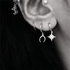imageTiny Moon Dangle Hoop Earrings for Women Girls Teens S925 Sterling Silver Charms Hoops Crescent Half Moon Horn Drop Tiny Cuff Cartilage Helix Minimalist Polished Earrings Fashion JewelrySilverToned