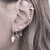 imageTiny Moon Dangle Hoop Earrings for Women Girls Teens S925 Sterling Silver Charms Hoops Crescent Half Moon Horn Drop Tiny Cuff Cartilage Helix Minimalist Polished Earrings Fashion JewelrySilverToned