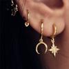 imageTiny Moon Dangle Hoop Earrings for Women Girls Teens S925 Sterling Silver Charms Hoops Crescent Half Moon Horn Drop Tiny Cuff Cartilage Helix Minimalist Polished Earrings Fashion JewelryGoldToned