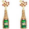imageCZ Champagne Bottle Dangle Earrings for Women Girls Handmade Rhinestone Crystal Stud Celebration Statement Drop Dangling Dainty Mardi Gras Holiday Valentine Festival Jewelry GiftsRed