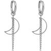 imageCrescent Moon Tassel Chain Dangle Drop Huggie Hoop Earrings for Women Men 316 Surgical Stainless Steel Charms Dangling Minimalist Small Hoop Cartilage Fashion Unique BTS Fans Jewelry