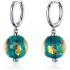 imageDainty Blue Earth Drop Dangle Small Hoop Earrings for Women Girls 925 Sterling Silver Gold Continents Round Murano Glass Ball Earring for Sensitive Ear Fashion Jewelry Souvenir Gift