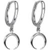 imageTiny Moon Dangle Hoop Earrings for Women Girls Teens S925 Sterling Silver Charms Hoops Crescent Half Moon Horn Drop Tiny Cuff Cartilage Helix Minimalist Polished Earrings Fashion JewelrySilverToned