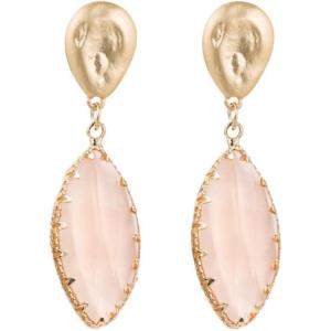 imageGeometric Crystal Dangle Drop Statement Earrings for Women Hypoallergenic Hammered Teardrop Gold Tone Dangling Studs Lightweight Earring Fashion Y2K Transparent Valentine Birthday Jewelry Pink