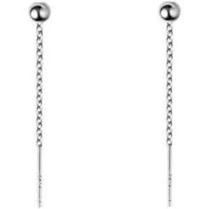 imageThreader Bead Tassel Drop Earrings for Women Girls S925 Sterling Silver 2mm Tiny Ball Long Chain Dangle Minimalism Ear Piercing Studs Jewelry Hypoallergenic Fashion Gifts35mm Silvery