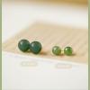 image8mm Jade Ball Stud Earrings for Women 925 Sterling Silver Hypoallergenic Minimalist Round Green Stone Studs Post Unique Birthday Wedding Christmas Jewelry Dainty