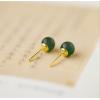 image8mm Jade Ball Stud Earrings for Women 925 Sterling Silver Hypoallergenic Minimalist Round Green Stone Studs Post Unique Birthday Wedding Christmas Jewelry Dainty