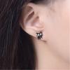 imageAsymmetrical Black White Cat Earrings for Women Girls 925 Sterling Silver Enamel Cats Kitten Cute Animal Small Studs Earring Hypoallergenic Lovely Jewelry Gift for Pet Lover