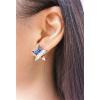 imageCZ Star Love Heart American Flag Stud Earrings for Women Alloy Crystal Blue Red Enameled USA National Patriotic Stripes Festival Studs Jewelry Souvenir Gifts Asymmetric