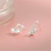 imageCrystal Music Note Small Sterling Silver Stud Earrings for Women Girls CZ Tiny Cute Asymmetrical Treble Clef Studs Cartilage Dainty Jewelry Birthday Christmas Valentine Gifts