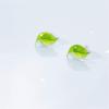 imageGreen Leaf Earrings Stud for Women S925 Sterling Silver Post Pin Sleeper Ear Tiny Cute Tragus Earrings Hypoallergenic Minimalist Simple Summer Leaf Jewelry Gift