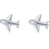 imageCZ Airplane Earrings for Women Teen Girls S925 Sterling Silver 18K White Gold Plated Cubic Zirconia Inlay Tiny Plane Stud Tragus Post Pin Pierced Ear Hypoallergenic Airline Jewelry Gifts Souvenir