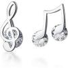 imageCrystal Music Note Small Sterling Silver Stud Earrings for Women Girls CZ Tiny Cute Asymmetrical Treble Clef Studs Cartilage Dainty Jewelry Birthday Christmas Valentine Gifts