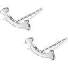 imageMinimalist Smiley Bar Earrings for Women Girls 925 Sterling Silver Tiny Small Cute Arc Smile Symbol Stud Cartilage Tragus Post Hypoallergenic for Piercing Ear Fashion Simple Birthday Holiday Jewelry Gifts