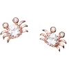 imageSmall Crab Stud Sterling Silver Earrings for Women Cubic Zirconia Round Crystal Cute Animal Hypoallergenic Ocean Beach Jewelry for DaughterRose Gold Plated