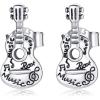 imageVintage Music Guitar Earrings for Women 925 Sterling Silver Hypoallergenic Small Cute Hollow Engraved Stud Cartilage Tragus Post Punk Rock and Roll Jewelry Gifts Birthday Christmas Holiday