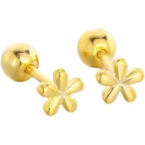 image18G Tiny Flower Stud Cartilage Earrings for Women 925 Sterling Silver Mini Cute Daisy 3mm Ball Barbell Screw Back Studs Sleeper Tragus Post Minimalist Hypoallergenic Piercing Body JewelryGold