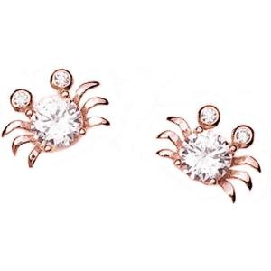 imageSmall Crab Stud Sterling Silver Earrings for Women Cubic Zirconia Round Crystal Cute Animal Hypoallergenic Ocean Beach Jewelry for DaughterRose Gold Plated